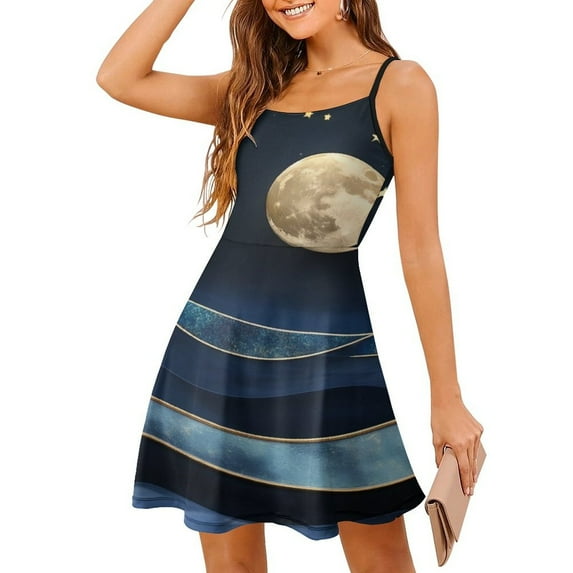 Moonlit Ocean Waves Summer Dresses For Women A-line Dress Sleeveless Dress
