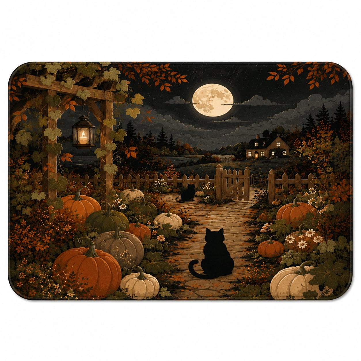 Moonlit Pumpkin Garden Rectangle Rug for Bedroom Halloween Style ...