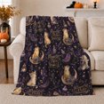 thumbnail image 1 of Moonlit Purr Society Enchanting Feline Fantasy Art, Mystical Pet Portrait Pattern, Warm Flannel Blanket for Living Room and Bedroom, Cat Lovers Thanksgiving Gift, Pet Lover Home Decor, 1 of 9
