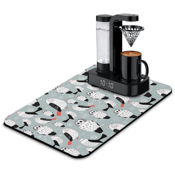 Moonlit Sky Fantasy Owl Coffee Machine Mat - Boho Owl Non-Slip Counter Mat