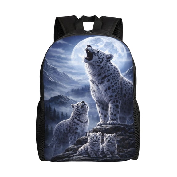 Moonlit Snow Leopard Backpack Large Capacity Laptop Bag for Men and Women