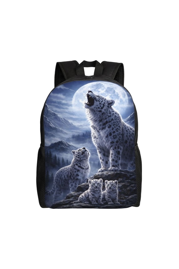 Moonlit Snow Leopard Backpack Large Capacity Laptop Bag for Men and Women