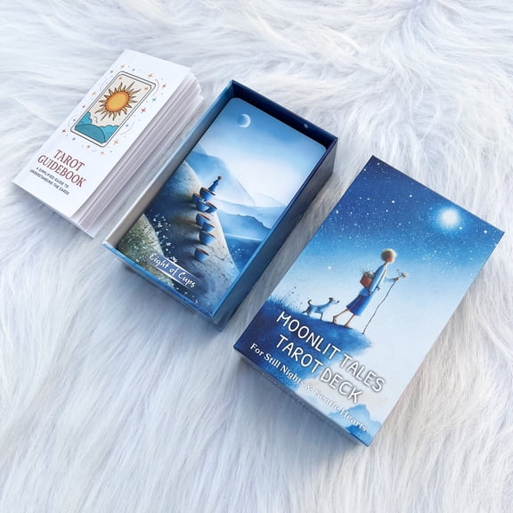 Moonlit Tales Tarot Deck, 78 Cards Beautiful Watercolor Tarot Cards with Guidebook, Spiritual Divination Fortune Telling Tarot Set for Beginners & Tarot Enthusiasts