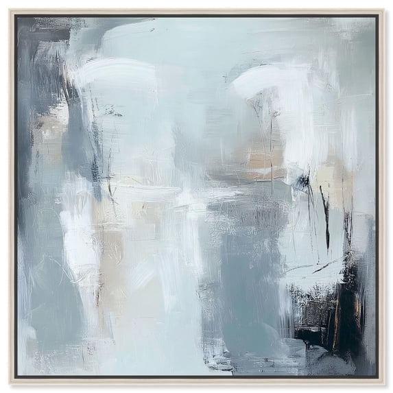 Moonlit Veil I Canvas Minimal Abstracts by Art Remedy, Silver Frame, 40" x 40"