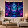 thumbnail image 1 of Moonlit Waterfall With Lotus Flowers and Planets in Cosmic Nebula Sky, Dreamy Fantasy for Space Lovers, Celestial Wall Art, Housewarming Gift Tapestry Wall Hanging for Living Room and Bedroom, 1 of 7