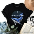 thumbnail image 1 of Moonlit Whale Vintage T-Shirt, Night Ocean Retro Tee, 1 of 5
