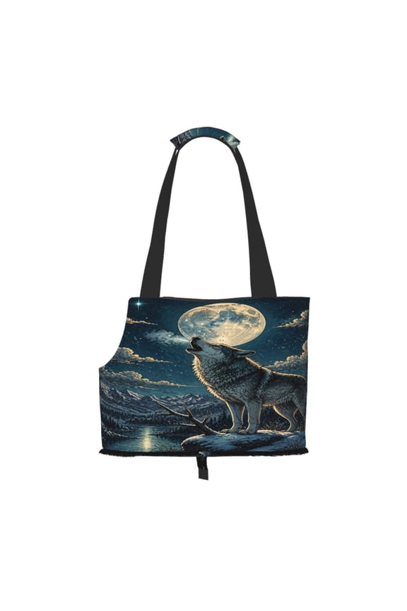 Moonlit Wolf Pet Tote Bag Lightweight Shoulder Bag for Shopping and Travel