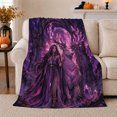 thumbnail image 1 of Moonlit Woman with White Stag in Forest, Purple Fantasy Style for Deer Lovers, Crystal Woodland Scene and Birthday Gift, Soft Flannel Blanket for Bedroom and Reading Nook, Home Decor, 1 of 9
