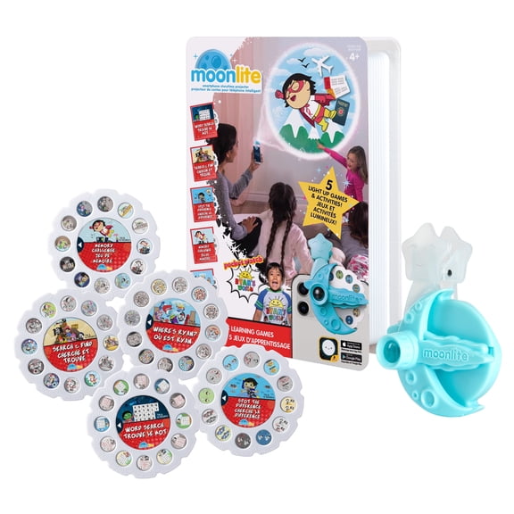 Moonlite Projector with 5 Ryan's World Memory and Reading Games for Kids age 3 to 10, Gift Pack