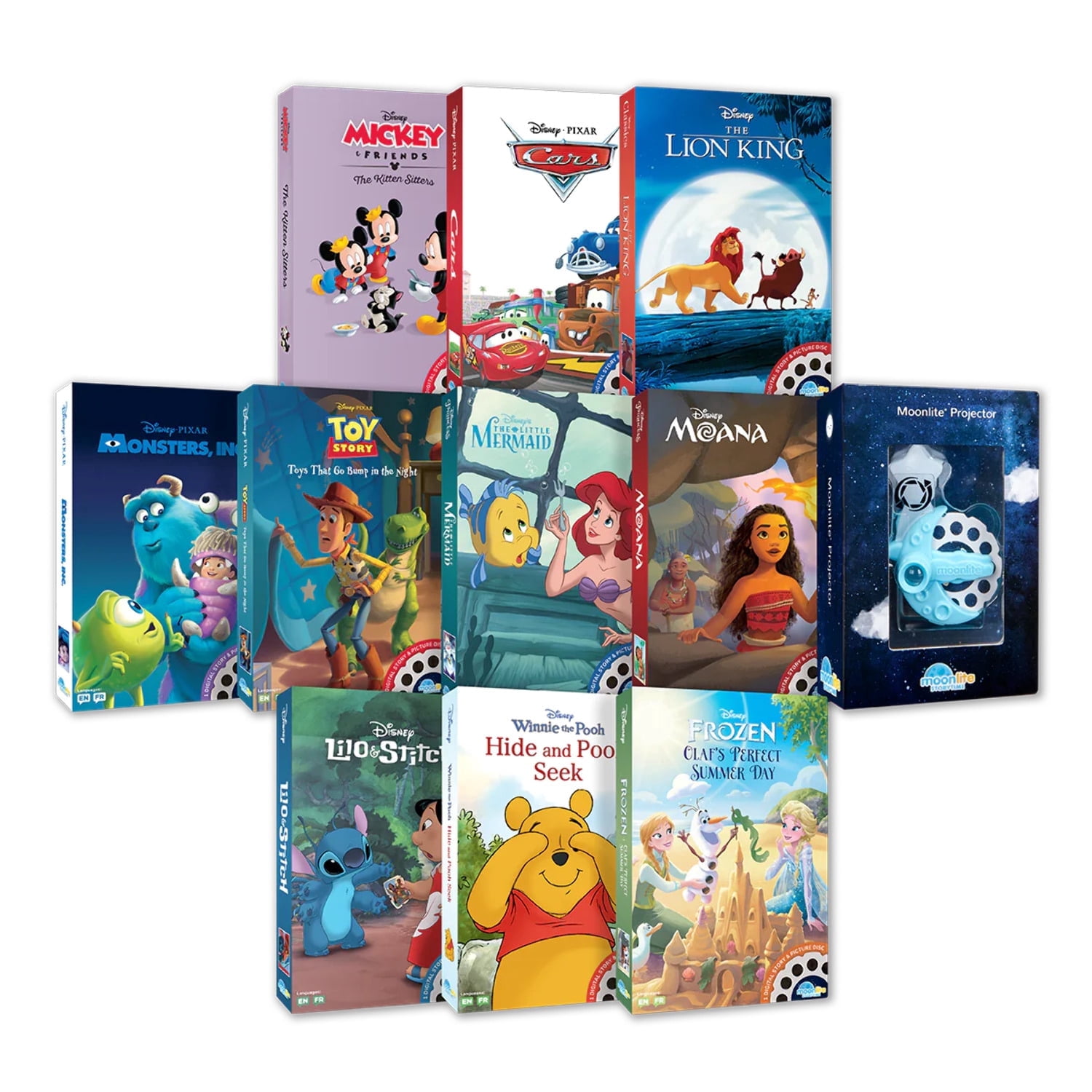 キッズ・ファミリー Disney Original ENGLISH Story &Music Moonlite Storytime Mini Projector, 10 Disney Stories, Sound