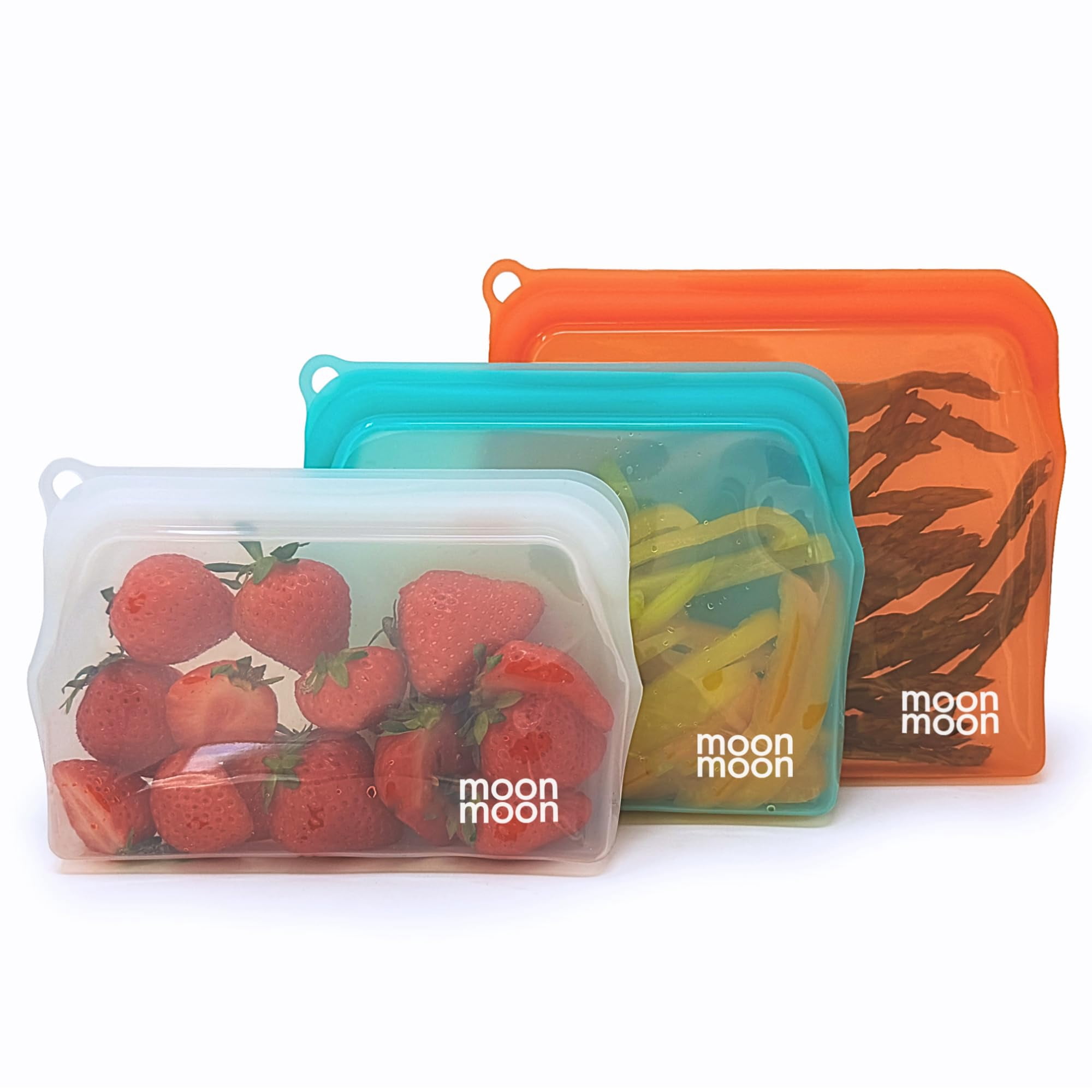 Moonmoon Reusable Silicone Food Bags | Leakproof Reusable Freezer Bags ...