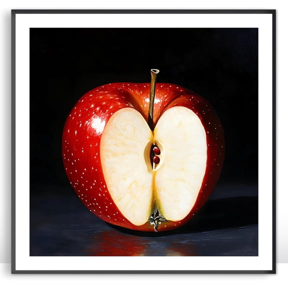 Moonow7 Apple Fruit Wall Art Poster, Crisp Red Food Artwork for Kitchen, Dining Room, Bar, Restaurant, Cafe, Pantry, or Culinary Studio Home Decoration, Unframed Size 50x50 cm / 20x20″