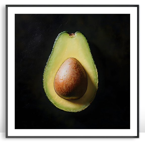 Moonow7 Avocado Fruit Art Prints, Realistic Green Posters, Kitchen Decoration, Minimalist Dining Room Artwork, Healthy Lifestyle Decor, Contemporary Home Accents, Unframed Size 45x45 cm / 18x18″