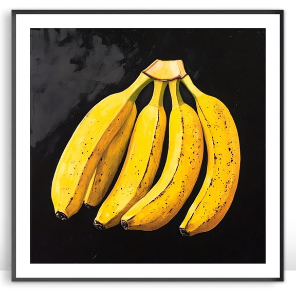 Moonow7 Banana Fruit Wall Art Prints, Vibrant Yellow Posters, Kitchen Decoration, Dining Room Artwork, Cafe Accents, Nature-Inspired Design, Contemporary Home Decor, Unframed Size 45x45 cm / 18x18″