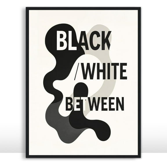 Moonow7 Bauhaus Typography Wall Art Prints, Large Abstract Painting in Black with Beige Elements and Letter Form for Living Room or Bedroom, Studio Feature, Unframed Size 40x50 cm / 16x20″