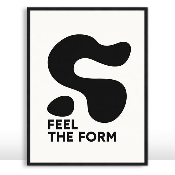 Moonow7 Minimalist Abstract Wall Art Prints, modern artwork, organic form poster, black white contrast style, entryway picture, studio decoration, bedroom display, Unframed Size 40x50 cm / 16x20″