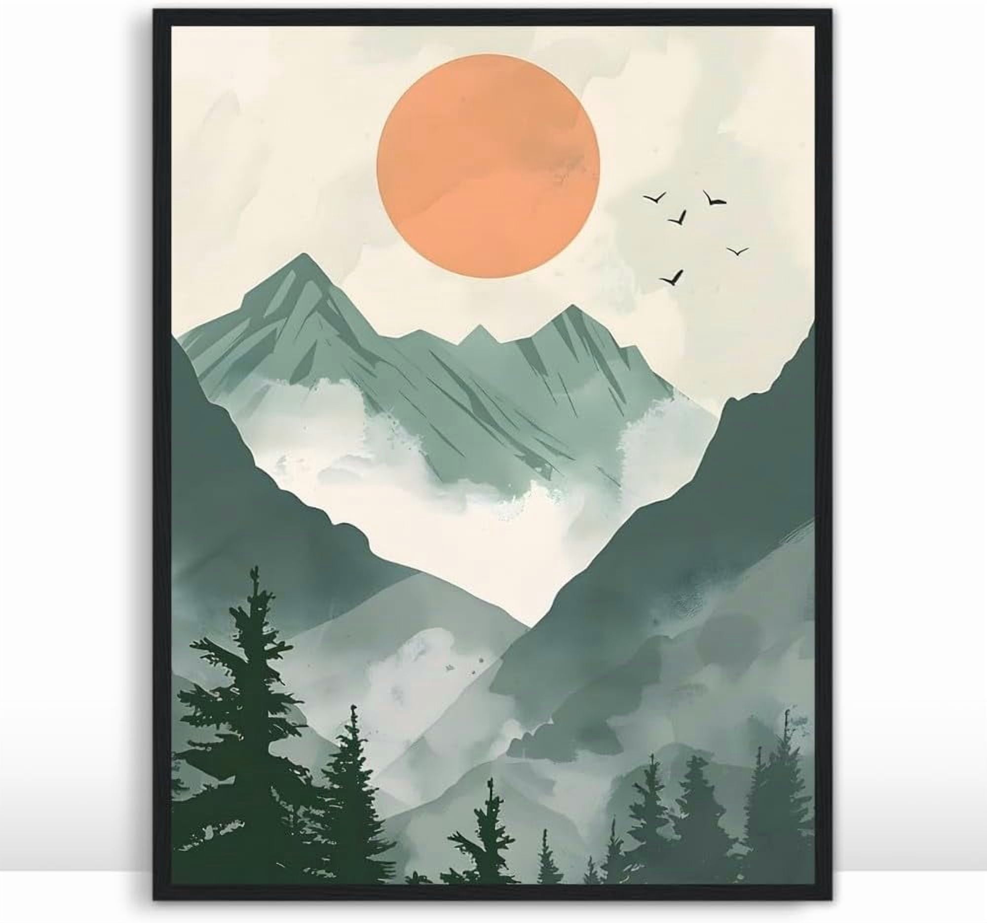 Moonow7 Minimalist Mountain Wall Art Poster, Nature Inspired Print ... - Nature Inspired Prints For Small Living Spaces