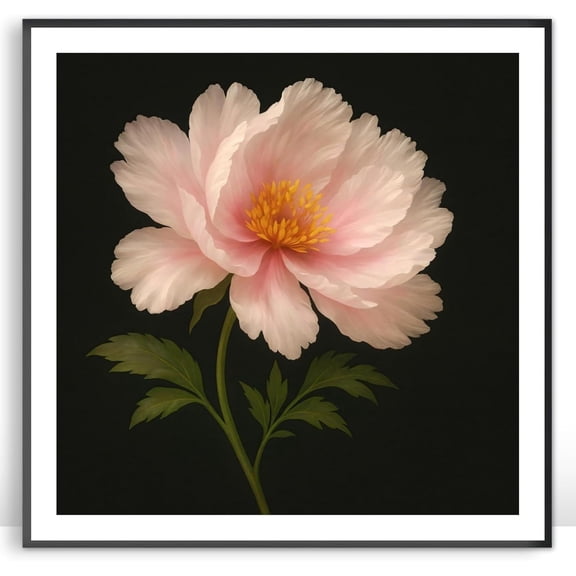 Moonow7 Modern Botanical Wall Prints, Small Pink Peony Flower Poster for Wall Decor in Bedroom, Living Room, Vanity Area, Office Desk, or Gallery Wall, Unframed Size 12x12” / 30x30 cm