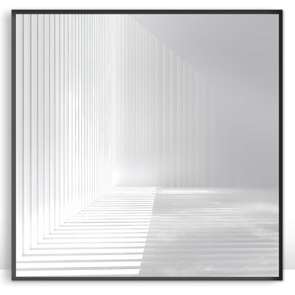 Moonow7 Modern Light and Shadow Print, Minimalist Geometric Wall Art for Bedroom, Living Room, Office Decor, Unframed Size 45x45 cm / 18x18″