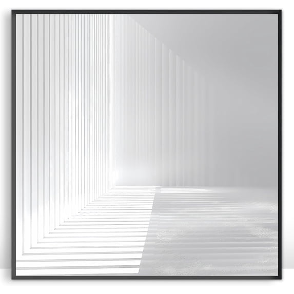 Moonow7 Modern Light and Shadow Print, Minimalist Geometric Wall Art for Bedroom, Living Room, Office Decor, Unframed Size 50x50 cm / 20x20″