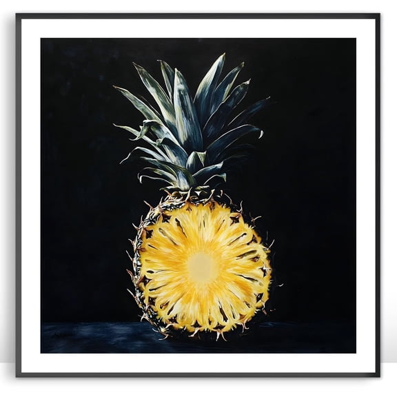 Moonow7 Pineapple Fruit Art Prints, Tropical Yellow Posters, Modern Kitchen Decoration, Minimalism Dining Room Artwork, Bar Accent Pieces, Contemporary Home Decor, Unframed Size 45x45 cm / 18x18″