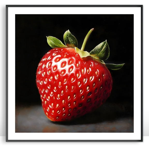 Moonow7 Strawberry Fruit Art Prints, Bold Red Posters, Kitchen Decoration, Nature-Inspired Dining Room Artwork, Cafe Accent Pieces, Contemporary Home Decor, Unframed Size 45x45 cm / 18x18″