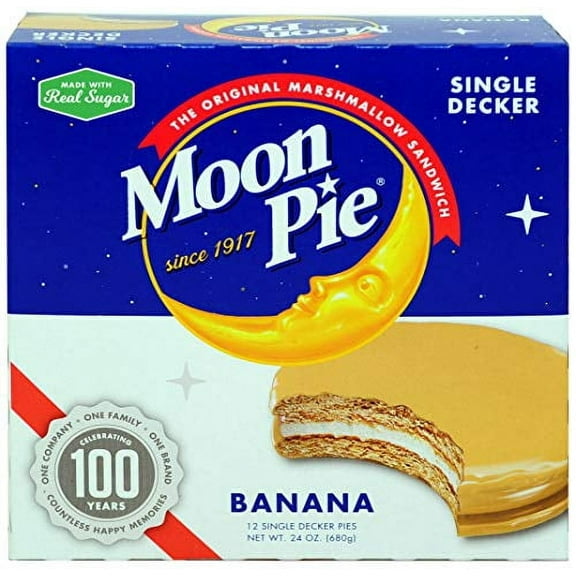 Moonpie Banana Single Decker Marshmallow Sandwich, 12 ct - Case of 8