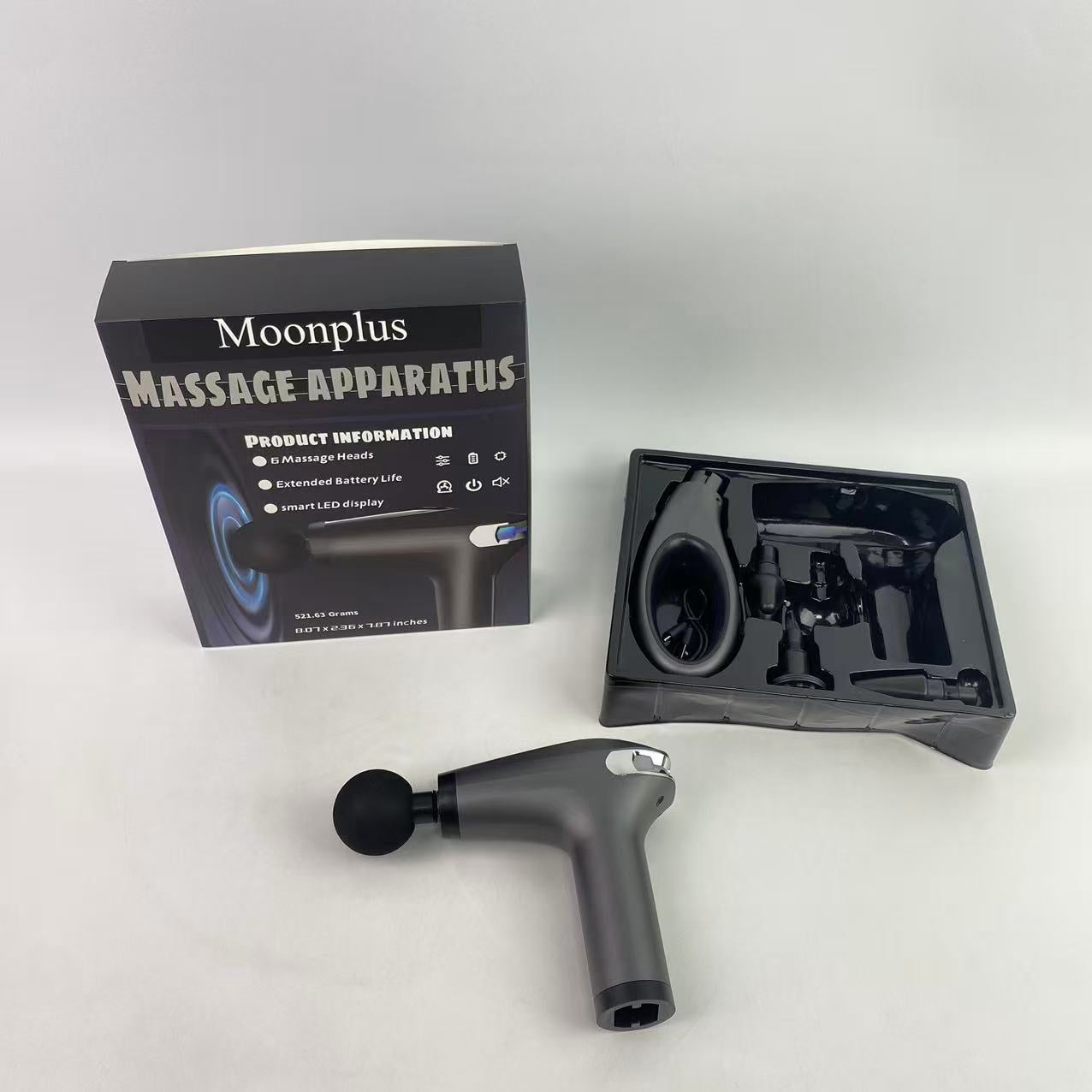 Moonplus Massage apparatus,Massage Gun, Muscle Therapy Gun for Athletes, Deep Tissue Percussion Body Muscle Massager with 30 Adjustable Speeds, 6 Types of Massage Heads
