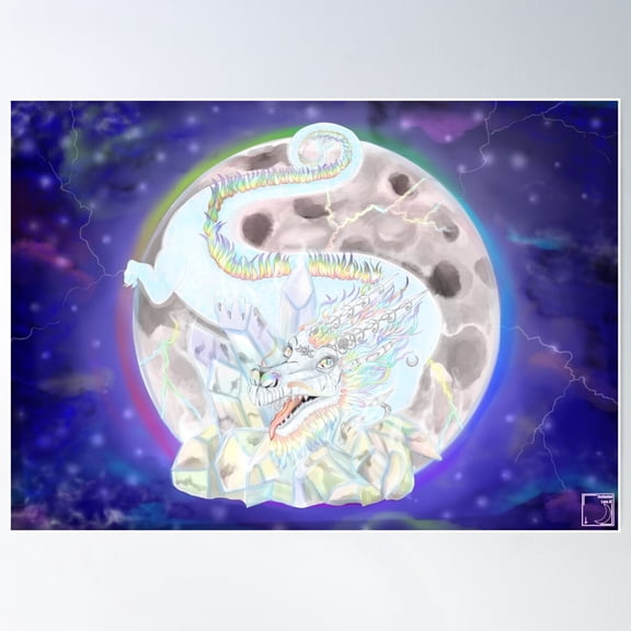 Moonquartz Crystal Dragon Poster Wall Art, Modern Wall Decor For Living Room Bedroom, 16x24 UNFRAMED