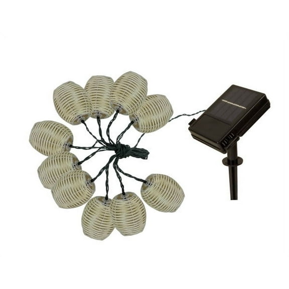 Moonrays 90065 White Solar Rattan String Lights