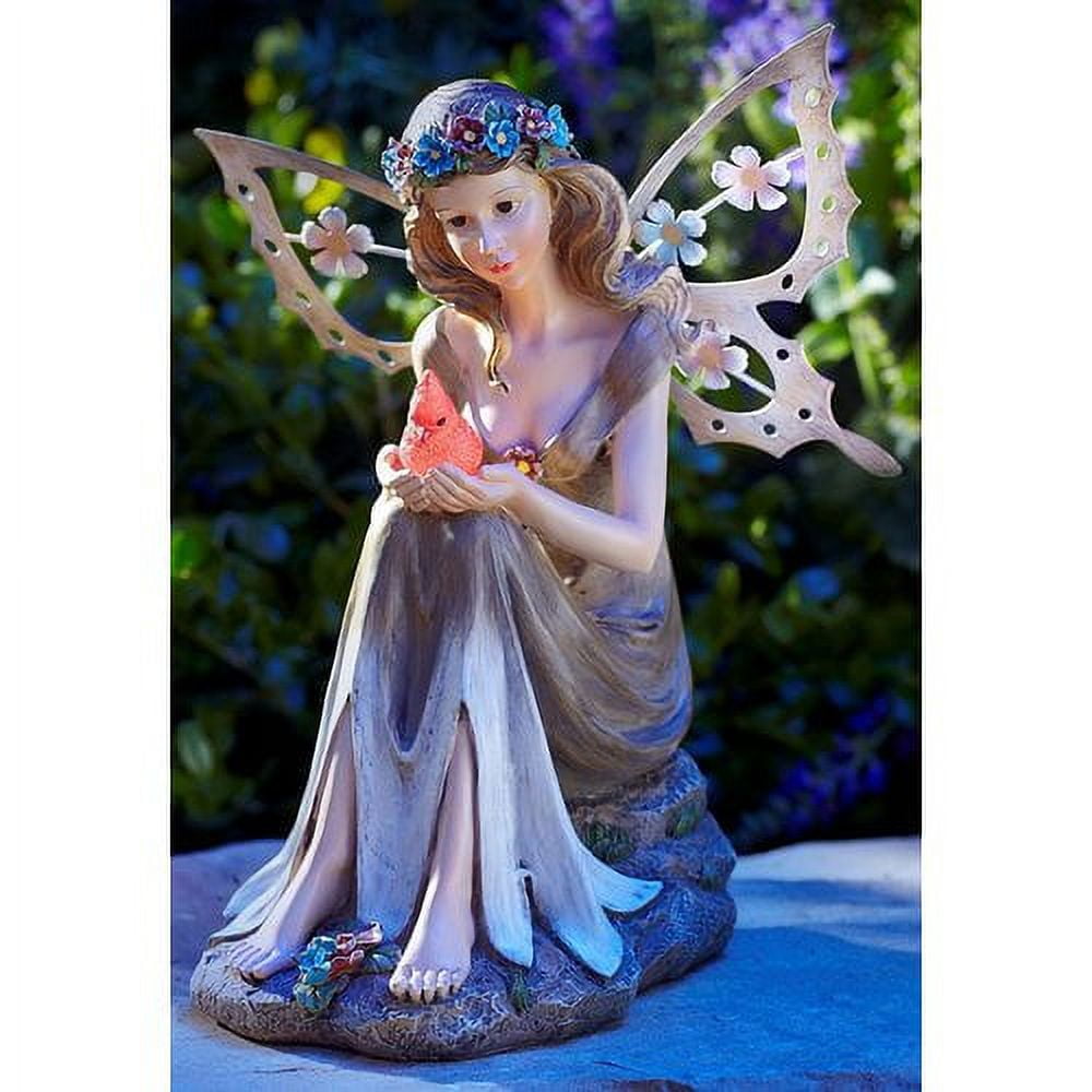 Moonrays 91351 Solar Powered Garden Fairy with Glowing Cardinal