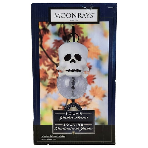 Moonrays 96968 Skull Pendant Solar Holiday Path Light White LED Garden Lamp