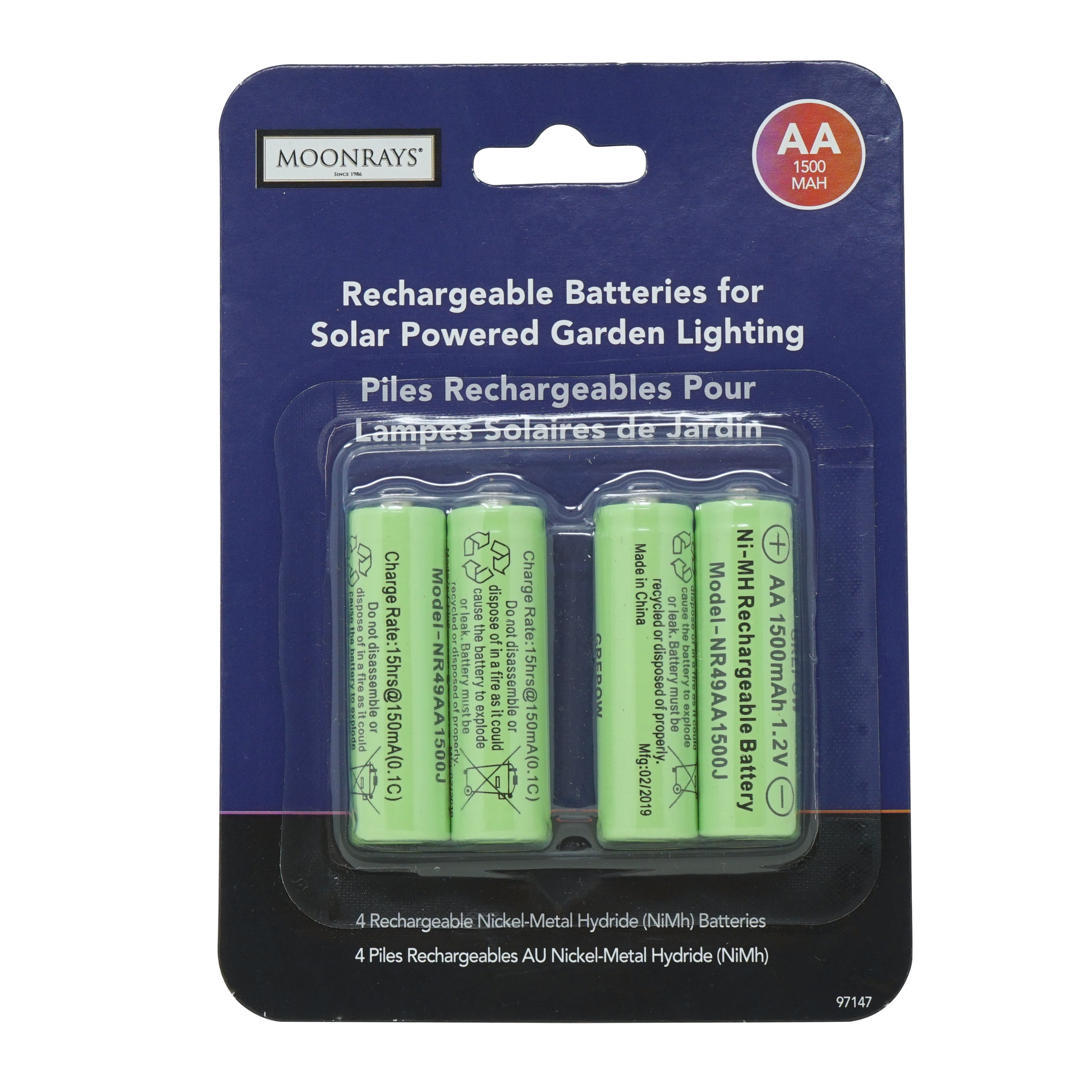 Moonrays 97147 AA NIHM 4 Pack Batteries