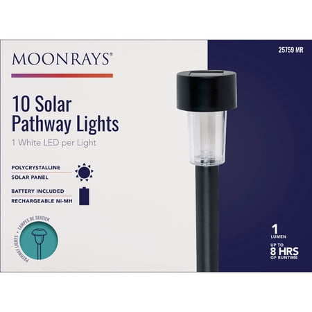 Moonrays Black Plastic Solar Path Light - LED, Modern, Solar Powered - 10 Pack, Black