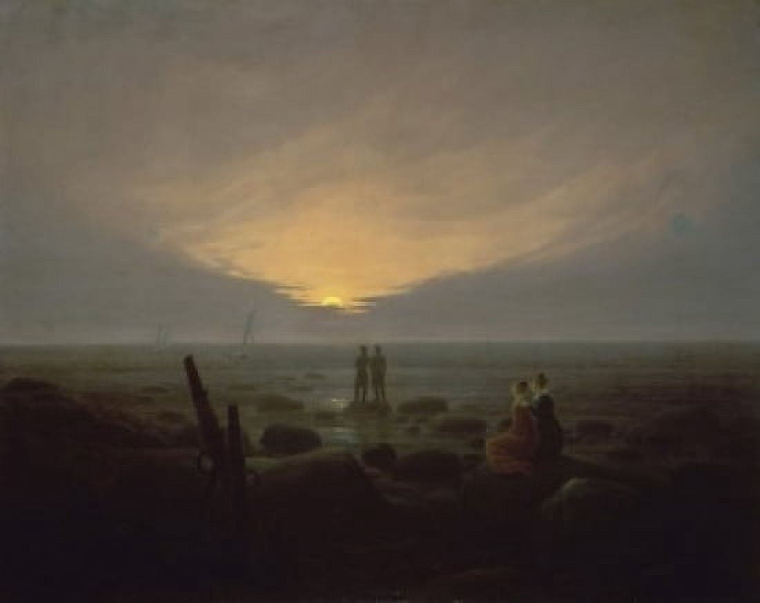Moonrise Over the Sea 1821 Caspar David Friedrich (1774-1840German) Hermitage Museum St Petersburg Canvas Art - Caspar David Friedrich (24 x 36)