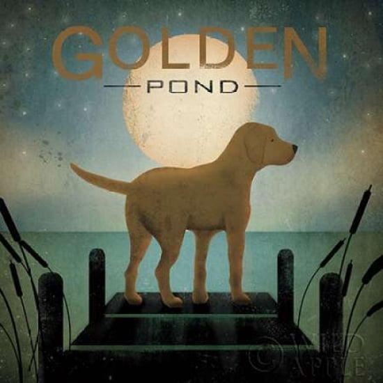 Moonrise Yellow Dog - Golden Pond Canvas Art - Ryan Fowler (24 x 24)