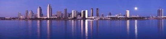 Moonrise over a city San Diego California USA 2010 Canvas Art - Panoramic Images (40 x 10)