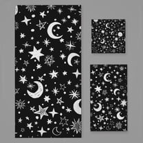 Moons And Stars Black And White Bath Towel Sets For Bathroom Hand Towels Fingertip Towels 3 Piece Soft Absorbent For Bathroom Kitchen Hotel Beach