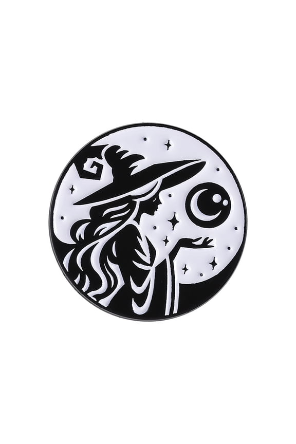 Moons Phase Witch Brooch Enameled Goth Pin Black Cats Designs Punk Jewelry For Halloween Accessories Gift