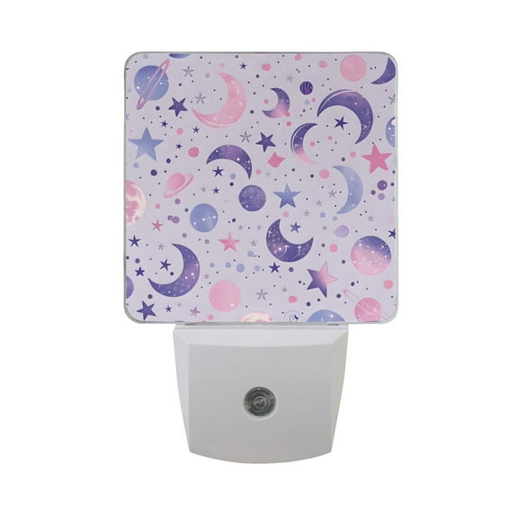 Moons Planets Stars Night Light 2 Pack LED Nightlight Plug into Wall Dusk to Dawn Sensor Soft White