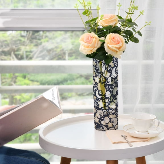 Moons and Stars Pattern Design Plastic Vase 11.8'' x 3.9'' Transparent Non Breakable Decorative for Family