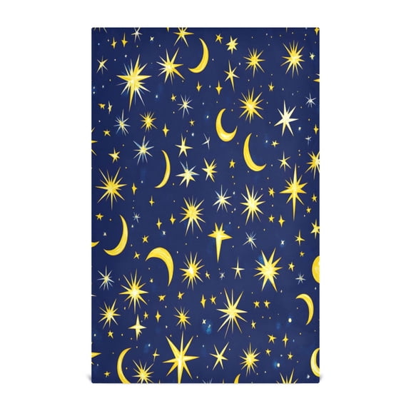 Moons and Stars Pattern Kitchen Towels Set of 4 Tea Towels for Kitchen Decorative Waffle Dishcloths 28x18in