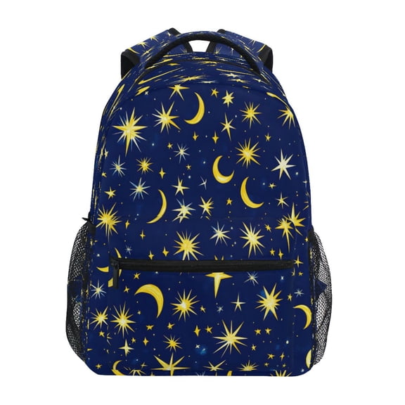Moons and Stars Pattern Stylish Large Backpack 15L Self-Standing Durable Twill for School, Office and Travel Use