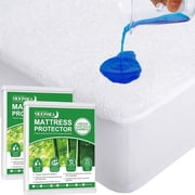 Moonsea 2 Pack Twin Mattress Protector Absorbent Viscose Made from Bamboo Terry, Waterproof Mattress Protector Cover with Deep Pocket Fits Up to 14 Inch Mattress