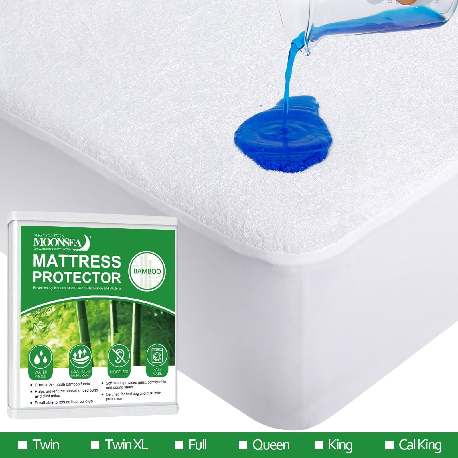 Moonsea Twin Mattress Protector Waterproof Mattress Pad Cover