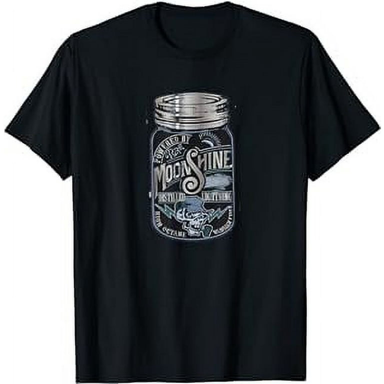 Moonshine Mason Jar T-Shirt. A Little White Lightning Moonshine Mason Jar T-Shirt. A Little White Lightning