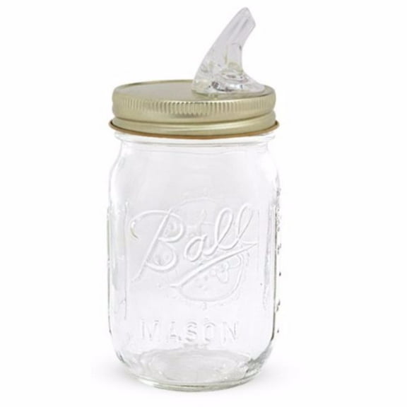 Moonshine Mason Jar with Free-Flow Pourer Spout Lid - 16 oz