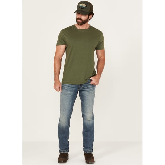 Moonshine Spirit Men's Bisbee Medium Wash Slim Straight Stretch Denim Jeans - MSFA24J94-MDW 38W x 30L US
