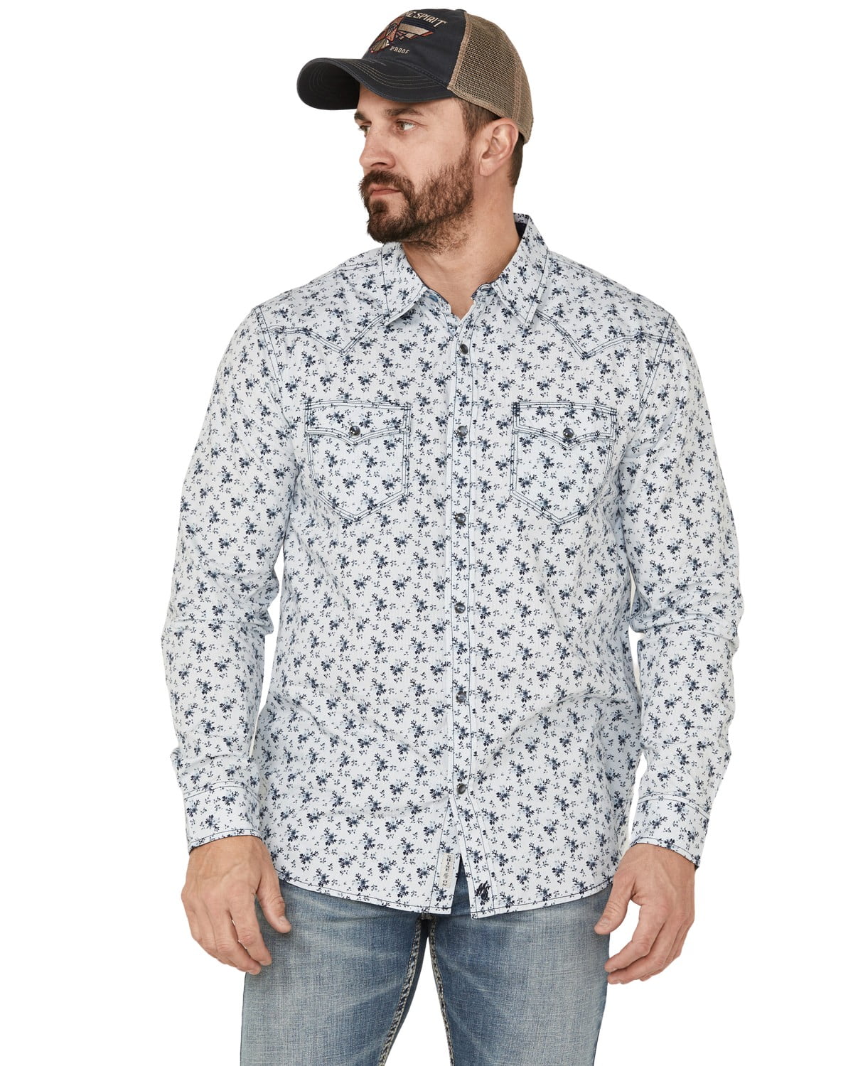 Moonshine Spirit Men's Bloom Floral Print Long Sleeve Snap Western ...