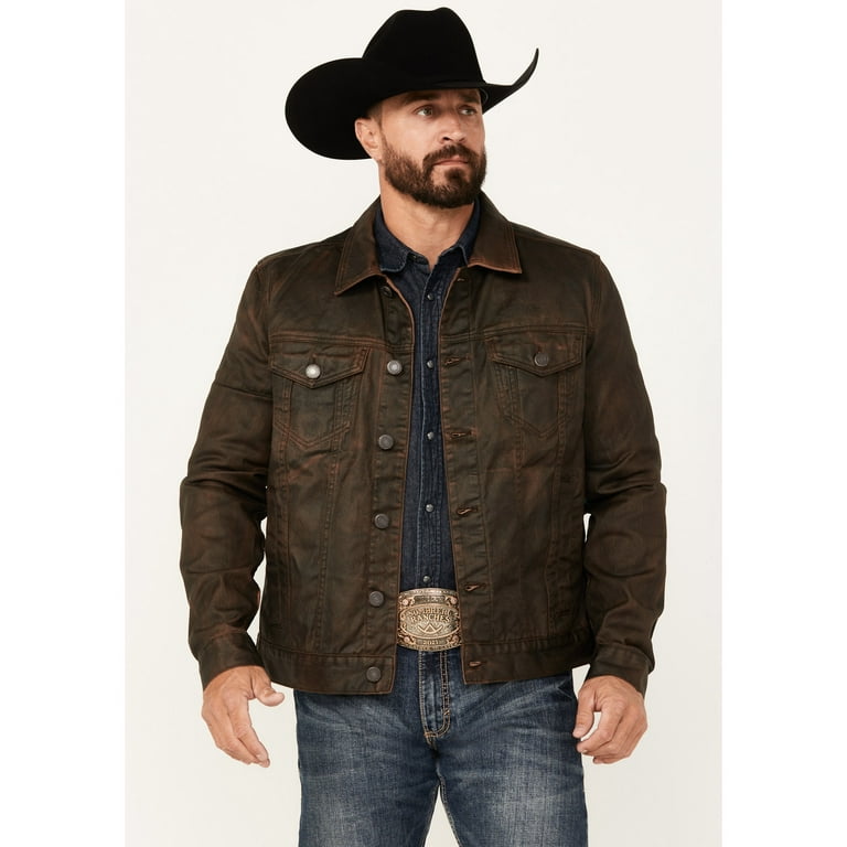 Moonshine Spirit Men's Coated Denim Jacket Brown Medium - Walmart.com